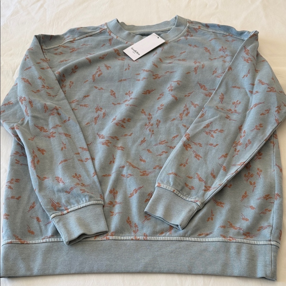 Goodfellow & Co Light Blue and Rust Patterned Crewneck Sweater NWT